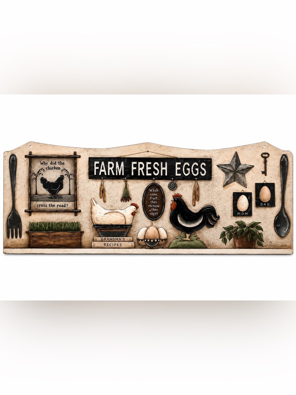 NEW Heavy Duty Steel Farm Fresh Eggs Kitchen Metal Sign